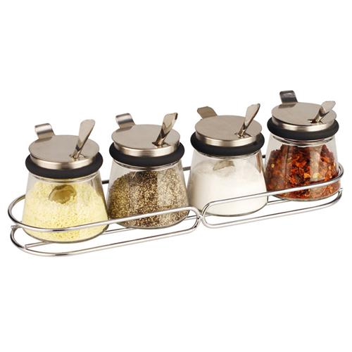 居元素玻璃調(diào)味罐四件套裝 歐式創(chuàng)意設(shè)計(jì)，點(diǎn)亮廚房美好生活